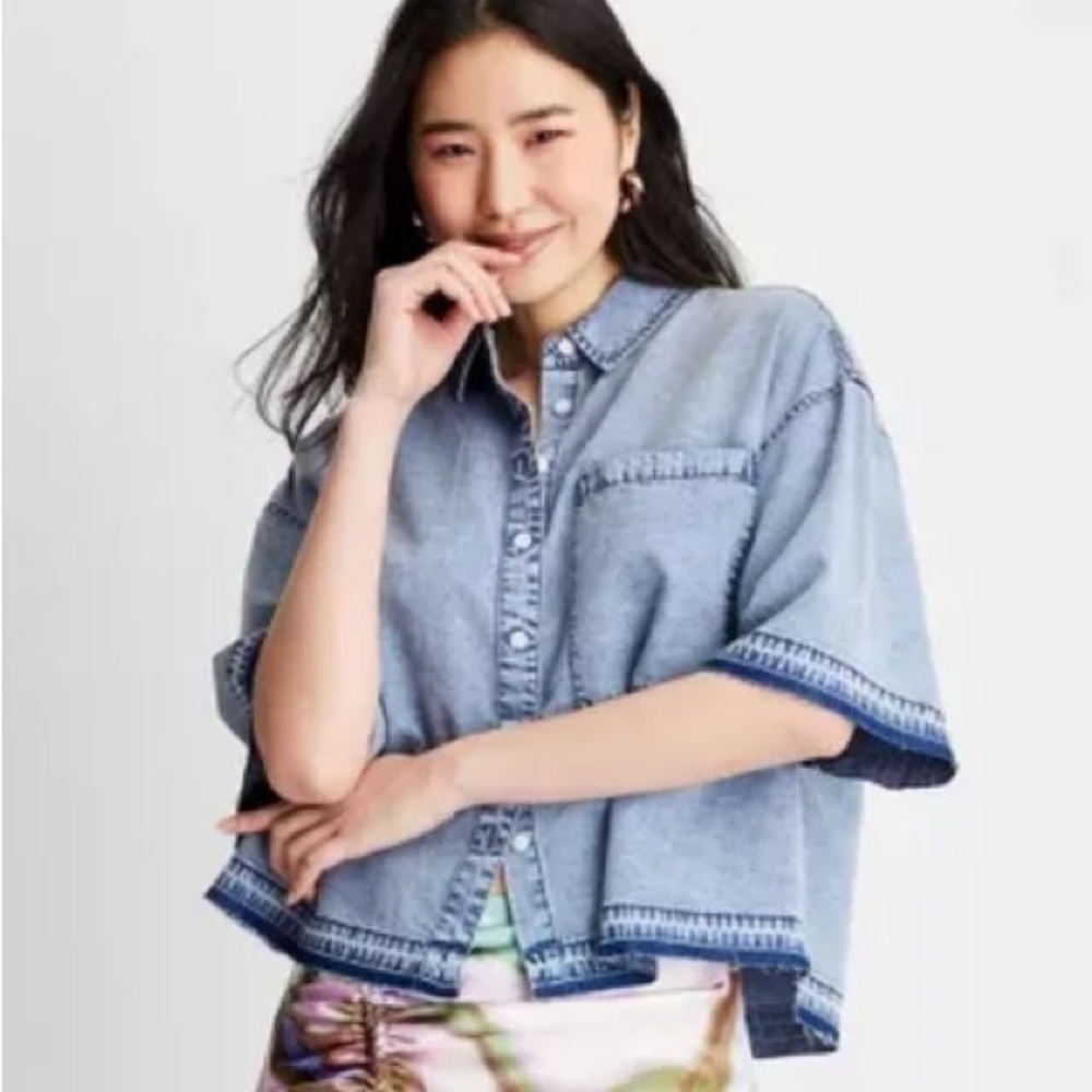NWT Future Collective X Target Chambray Boxy Shirt, XS